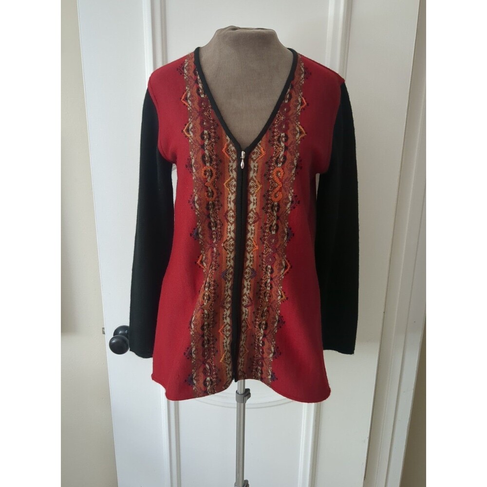 Peruvian Imports Sweater Med 100% Alpaca Cardigan Full Zip Bolivia Artsy Rare